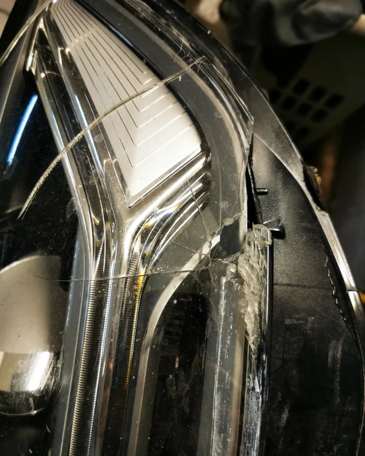 Headlight Crack Repair before result